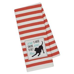 100% Cotton Kitchen Towels Printed with Dog Lovers Sayings Dog Runs to Greet You